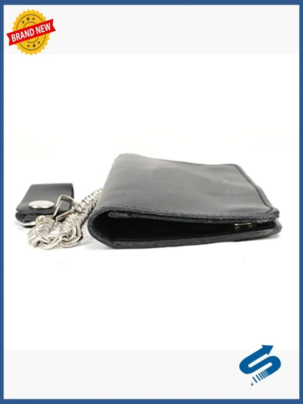Men's Bifold Leather Wallet with Anti-Theft Chain